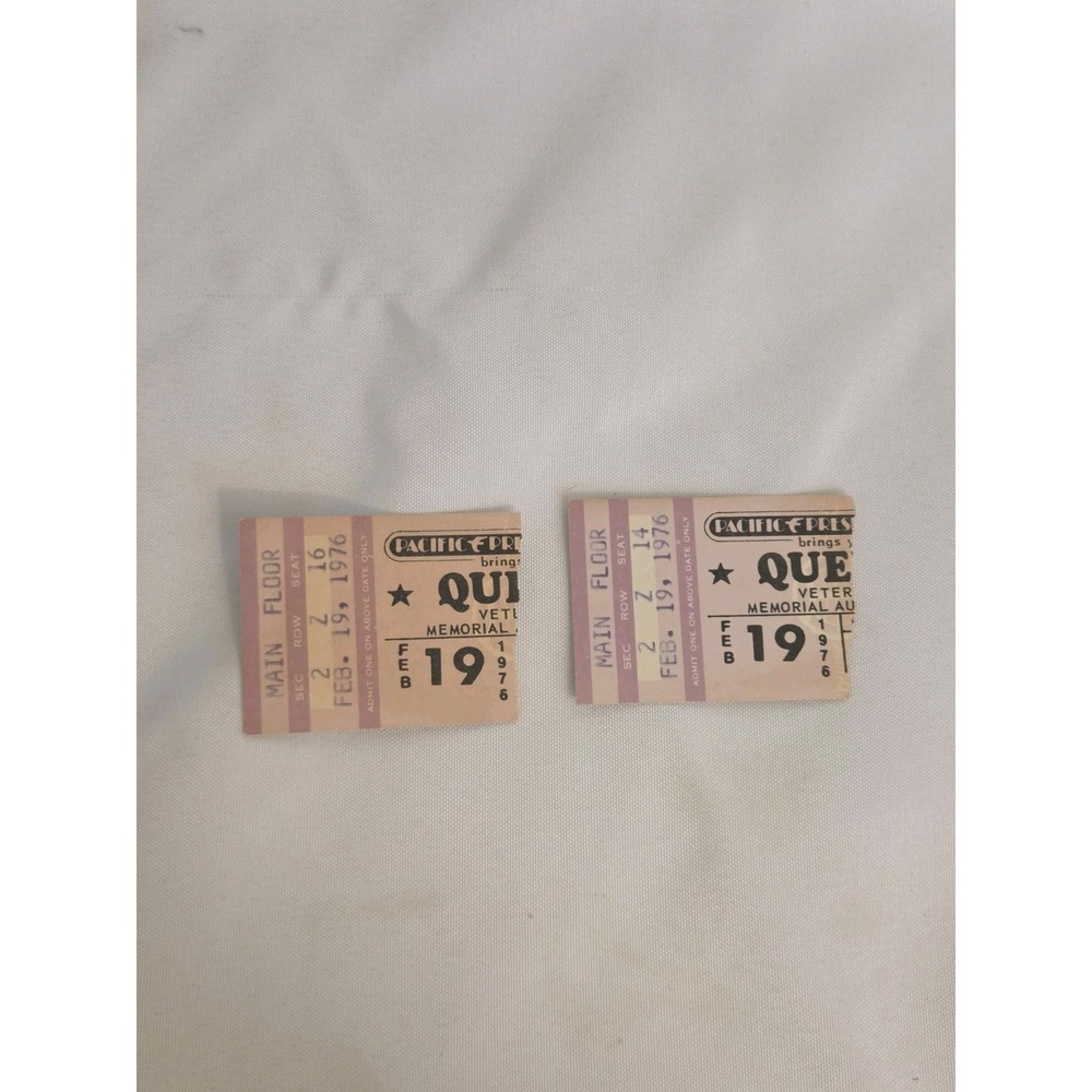 QUEEN Feb. 19th 1976 Concert Ticket Stubs Columbus Ohio FREDDIES VOICE WAS SHOT